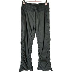 Lululemon Studio Dance Pants Fully Lined Gray Flare Leg Ruched Size 6